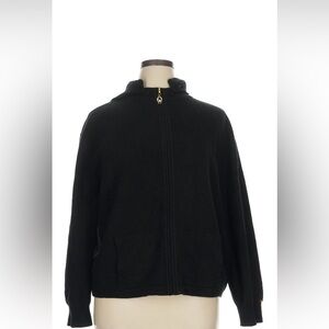 $1500 St. John Sport Cashmere hoodie sweater full zip cardigan XL 1X 52” bust